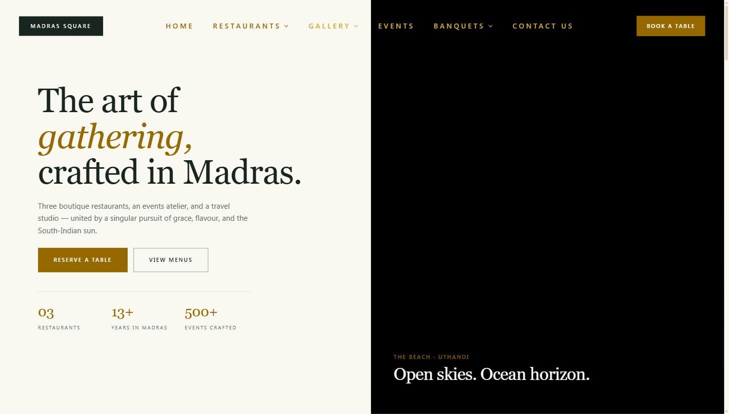 Madras Square — website built by Versor