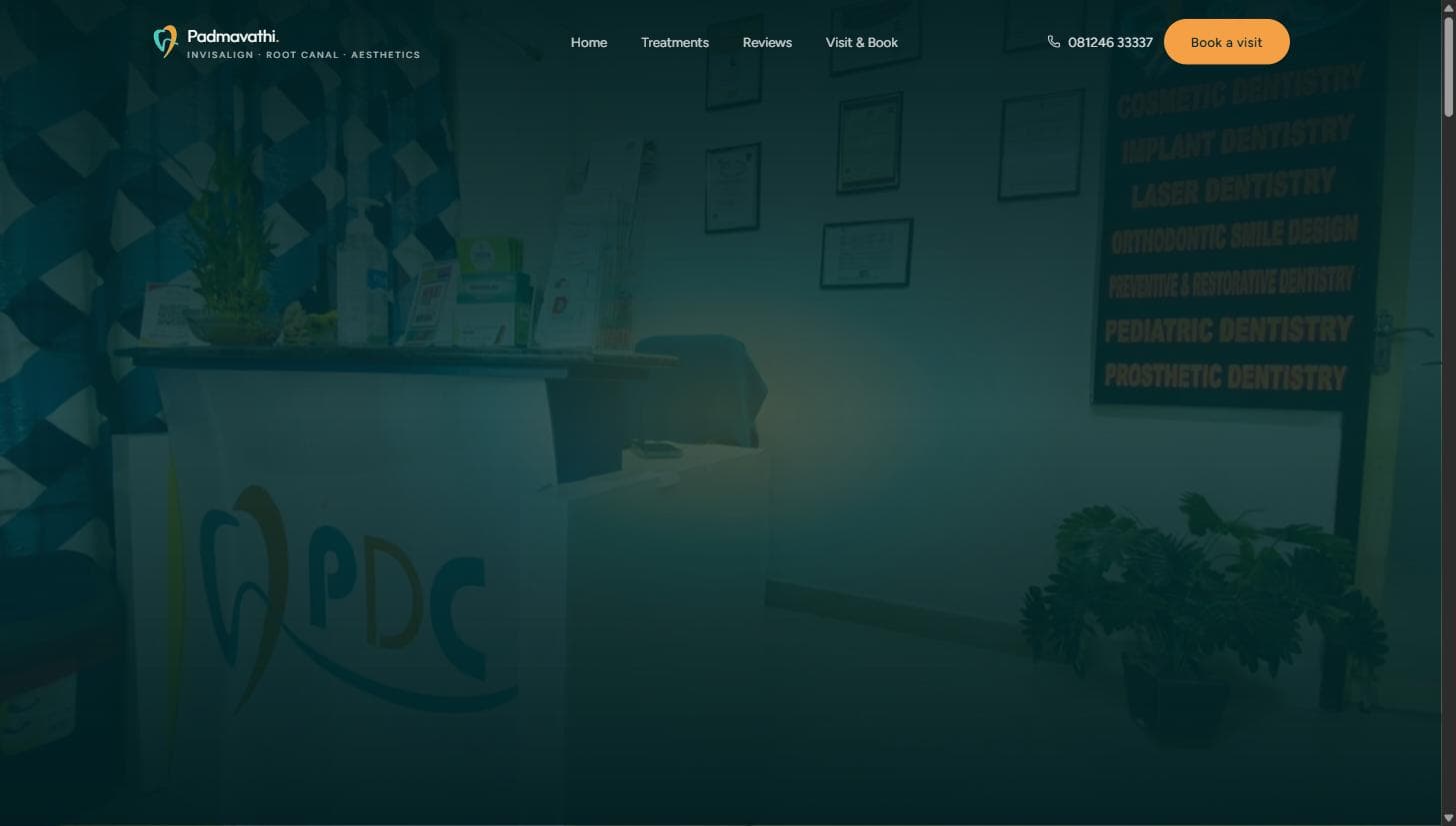 Padmavathi Dental Care — website built by Versor